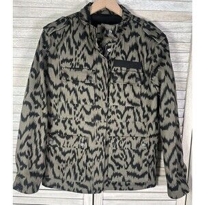 Avec Les Filles Anthropologie Women's XS Cotton Twill Cargo Jacket - Olive Zebra